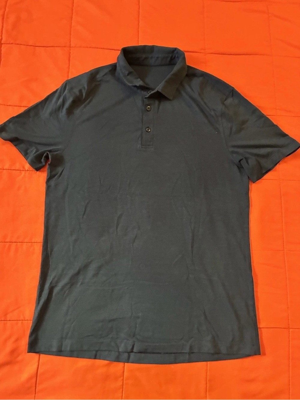 Lululemon Polo Shirt Mens Medium Blue Metal Vent Tech Stretch Performance Train